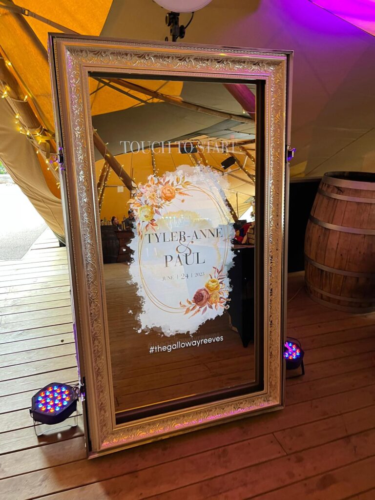 Magic Mirror Photo Booth with the custom personalised start screen