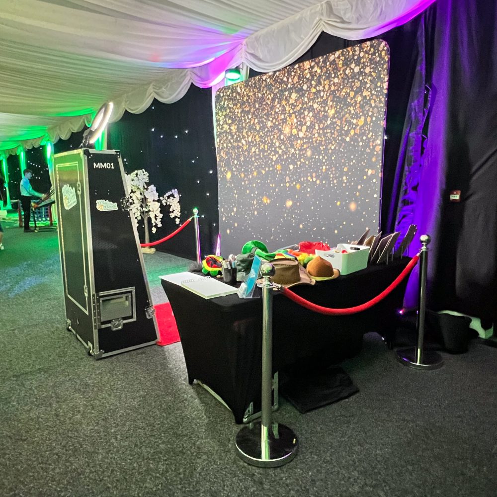 magic mirror fun at a wedding in nottinghamshire with photo booth setup and props ready to go